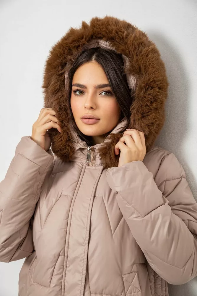 Купити Куртка жіноча зимова коротка, колір мокко, 244R865 - Фото №6