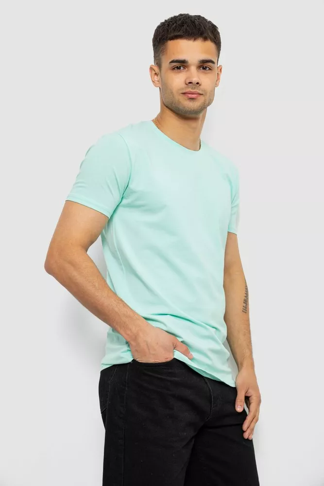 Купити Футболка чоловіча однотонна базова, колір м'ятний, 244R2408 - Фото №3