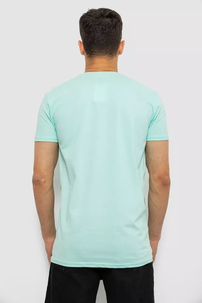Купити Футболка чоловіча однотонна базова, колір м'ятний, 244R2408 - Фото №4