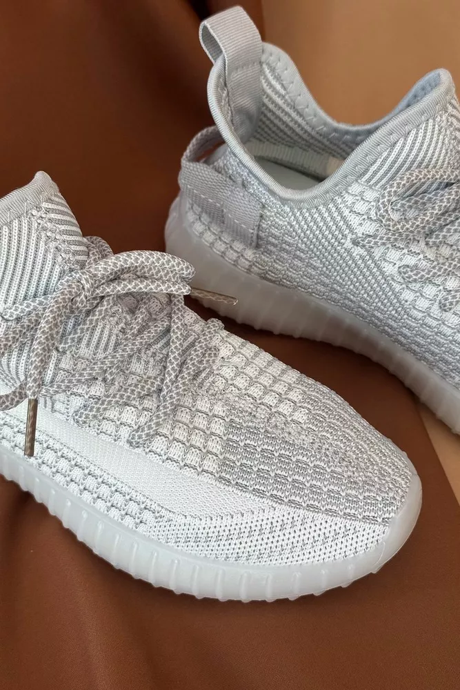 Купить Кроссовки женские текстиль 243R779, цвет Бело-серый оптом - Фото №2
