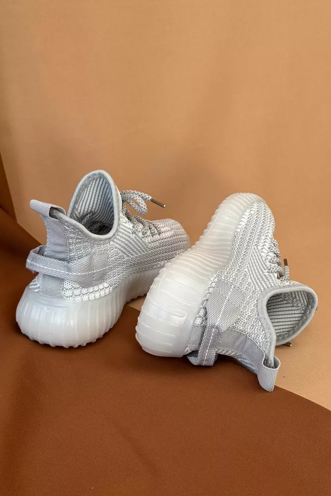 Купить Кроссовки женские текстиль 243R779, цвет Бело-серый оптом - Фото №4