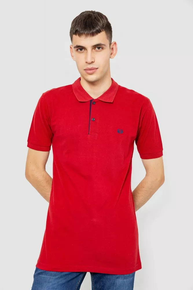 Купити Поло чоловіче котонове, колір бордовий, 247R302 - Фото №1