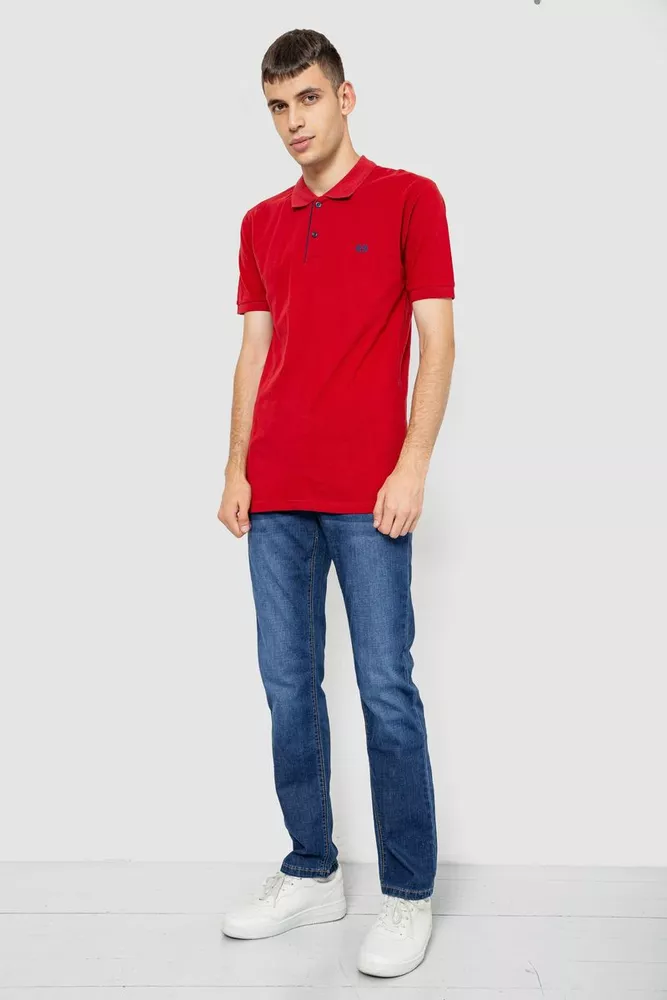 Купити Поло чоловіче котонове, колір бордовий, 247R302 - Фото №2