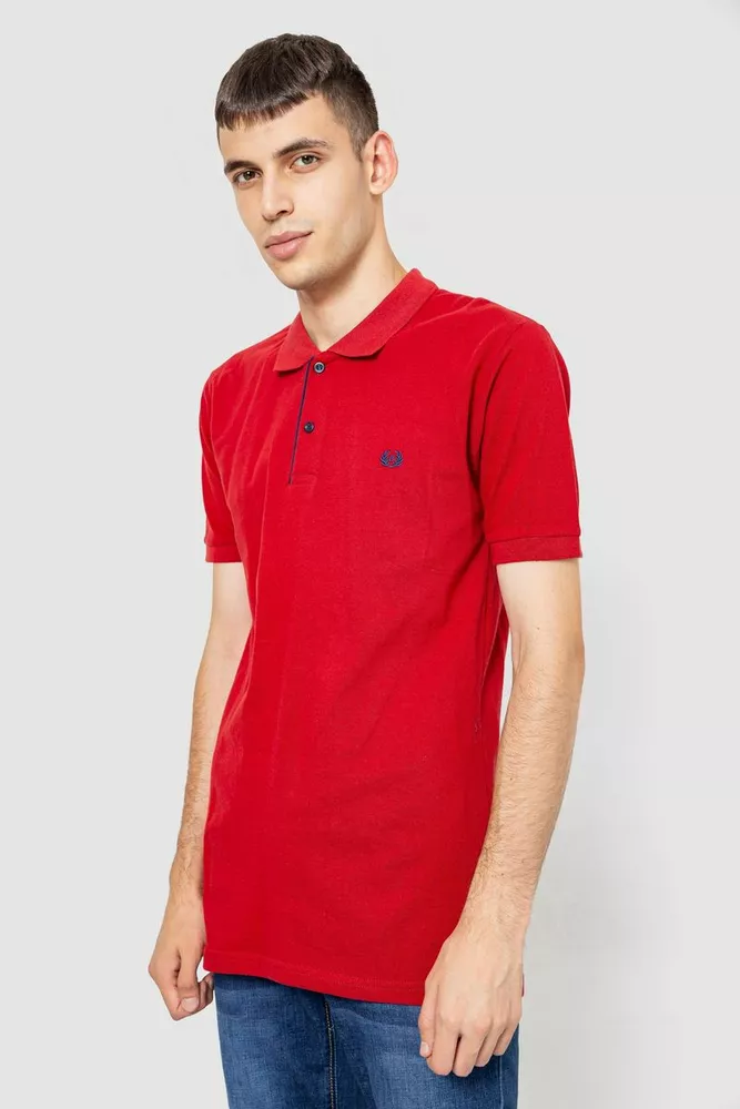 Купити Поло чоловіче котонове, колір бордовий, 247R302 - Фото №3