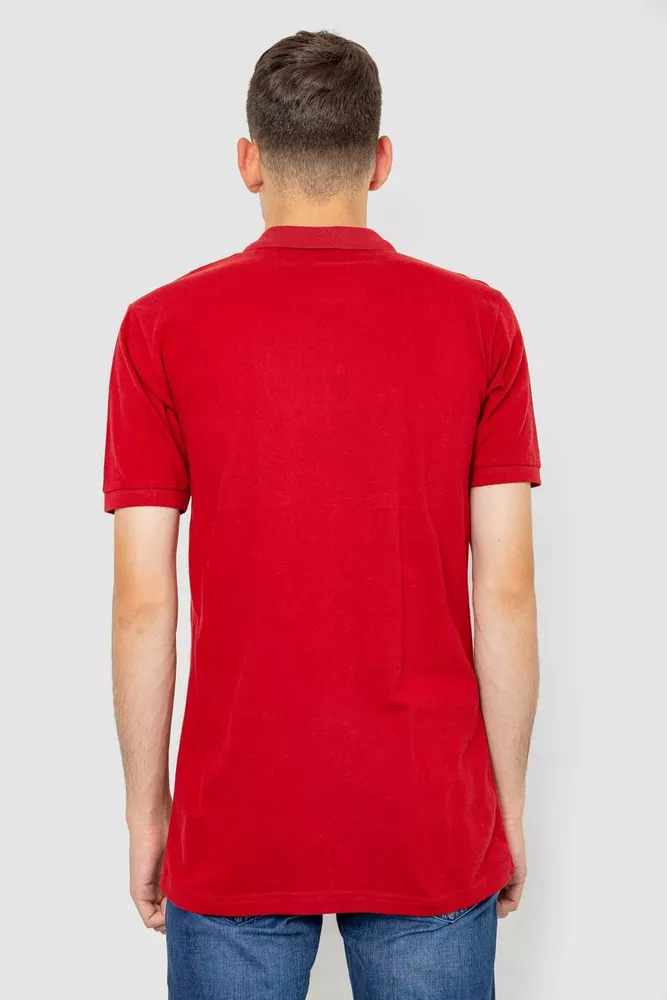 Купити Поло чоловіче котонове, колір бордовий, 247R302 - Фото №4