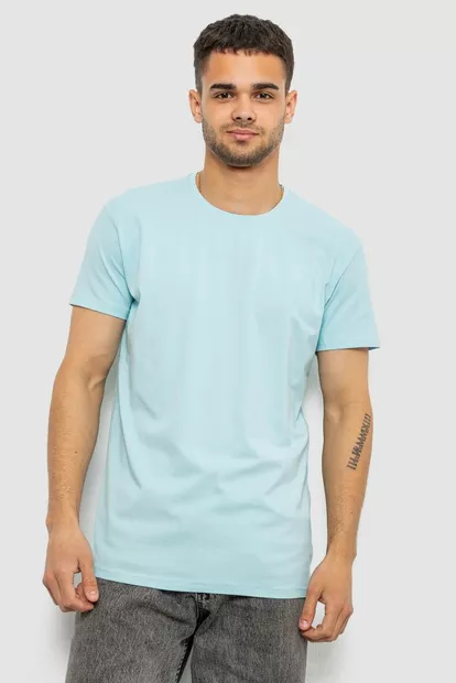 Футболка мужская однотонная базовая, цвет голубой, 244R2408