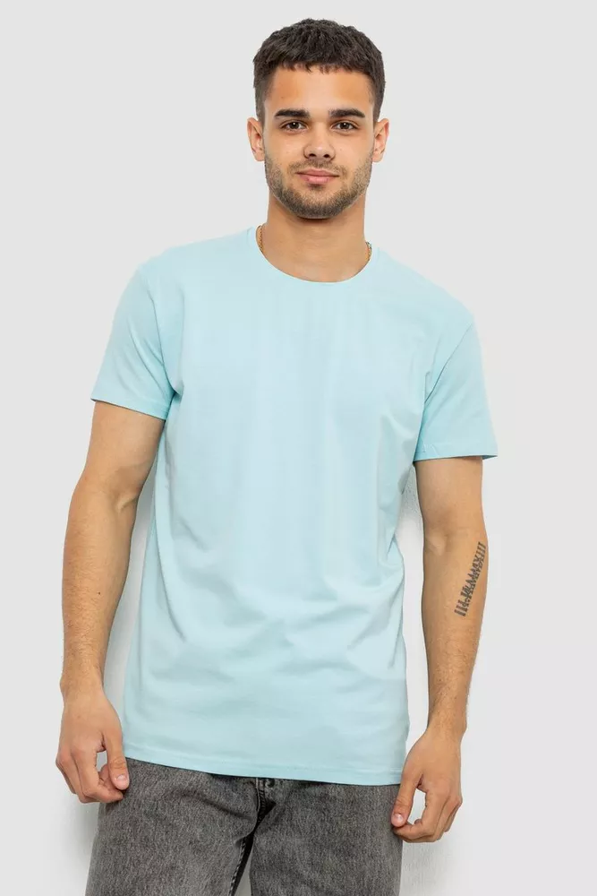 Купить Футболка мужская однотонная базовая, цвет голубой, 244R2408 - Фото №1