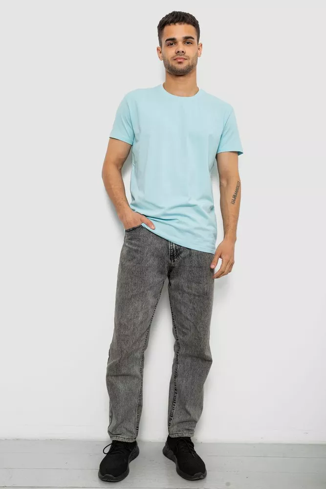 Купить Футболка мужская однотонная базовая, цвет голубой, 244R2408 - Фото №2