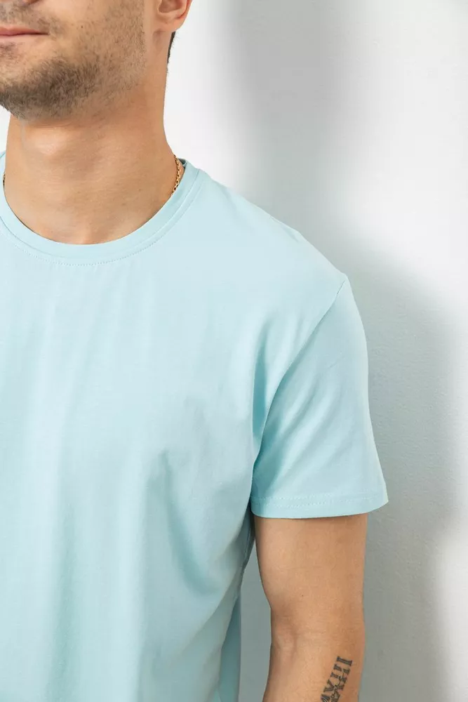 Купить Футболка мужская однотонная базовая, цвет голубой, 244R2408 - Фото №5
