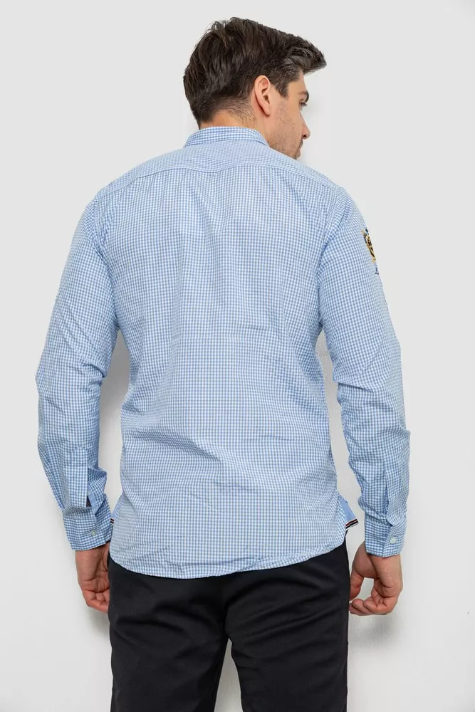Купити Сорочка чоловіча в клітинку, колір блакитний, 214R9030 - Фото №4