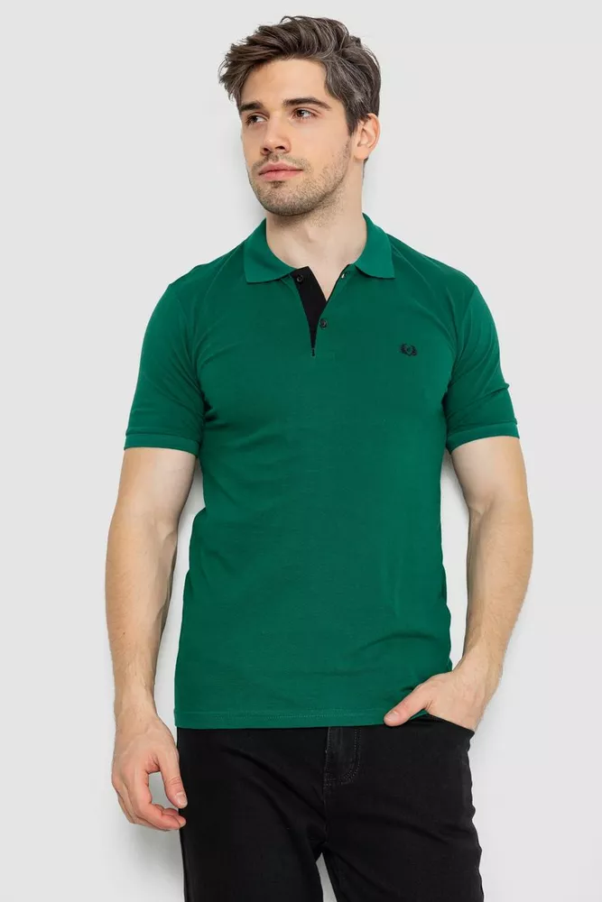 Купити Поло чоловіче котонове, колір зелений, 247R302 оптом - Фото №1