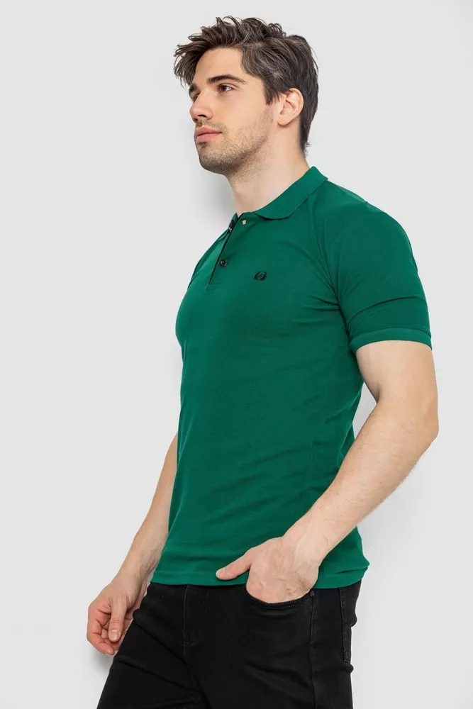 Купити Поло чоловіче котонове, колір зелений, 247R302 оптом - Фото №3