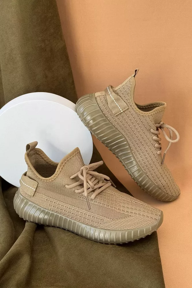 Купить Кроссовки женские текстиль 243R779, цвет Коричневый оптом - Фото №1