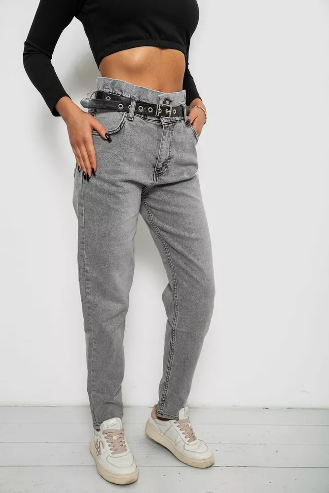 Купити Джинси жіночі однотонні Baggy Papei, колір сірий, 244R00158 - Фото №3