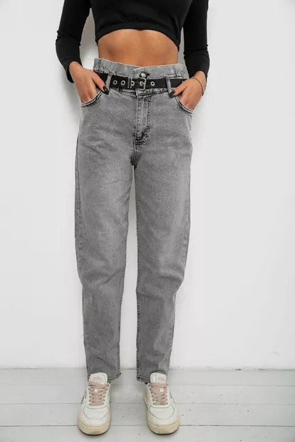 Джинси жіночі однотонні Baggy Papei, колір сірий, 244R00158