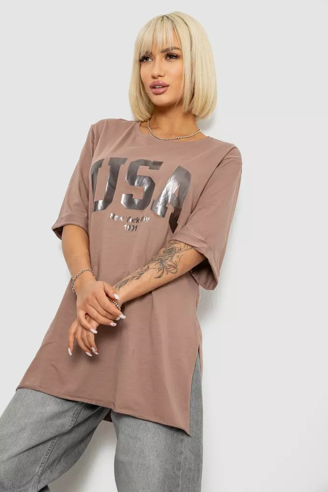Купити Футболка жіноча з принтом  -уцінка, колір мокко, 244R2022-5-U-7 оптом - Фото №3