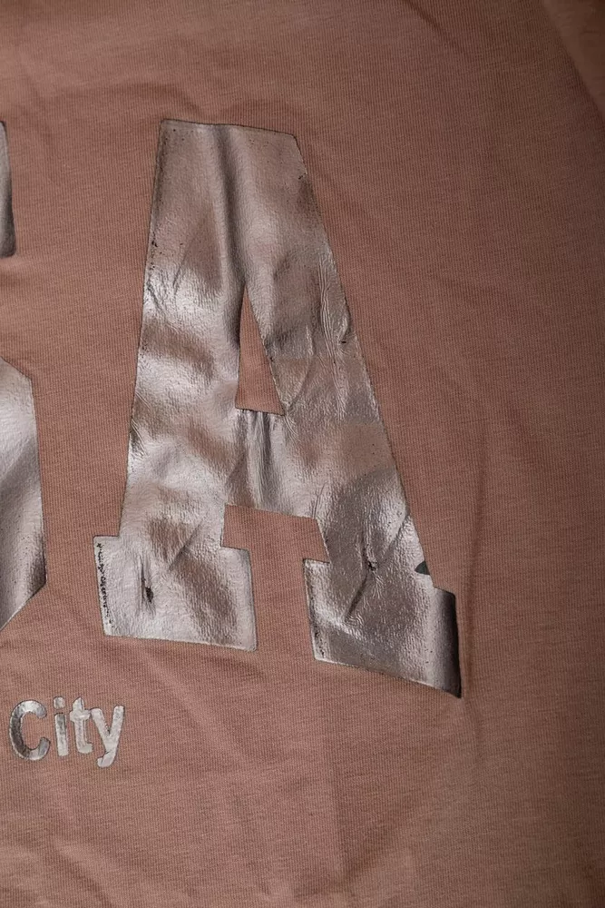 Купити Футболка жіноча з принтом  -уцінка, колір мокко, 244R2022-5-U-7 оптом - Фото №6