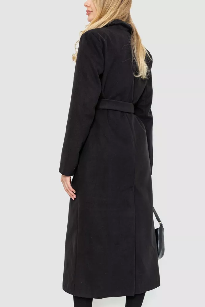 Купити Пальто класичне з поясом  -уцінка, колір чорний, 230R133-U-2 - Фото №5