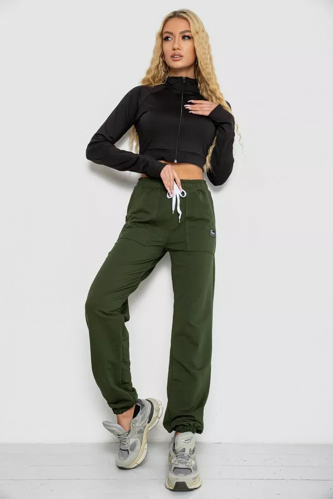 Купити Спортивні штани жіночі  -уцінка, колір хакі, 247R4670-U-21 - Фото №2