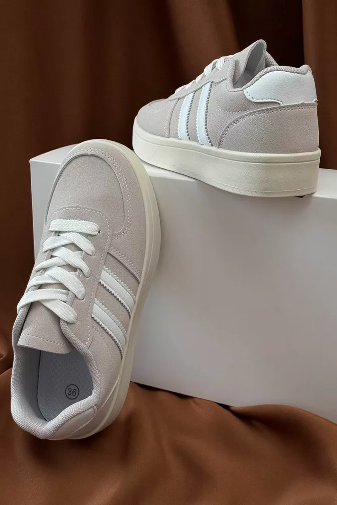 Купить Кроссовки женские, цвет серо-бежевый, 248RJH50 оптом - Фото №1