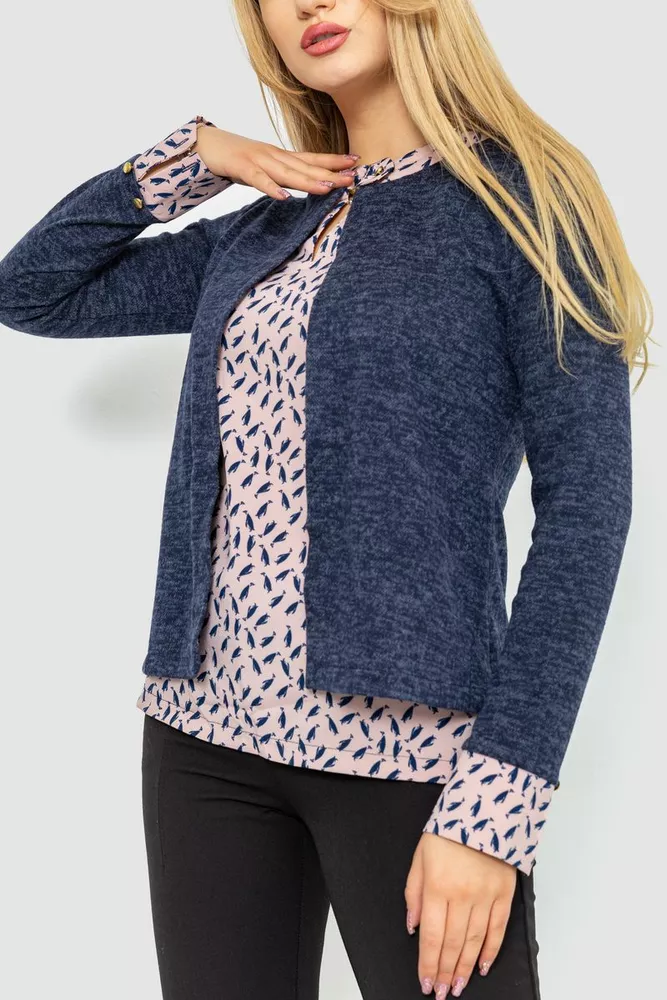 Купити Блуза жіноча обманка  -уцінка, колір синьо-пудровий, 230R53-6-U-7 - Фото №4