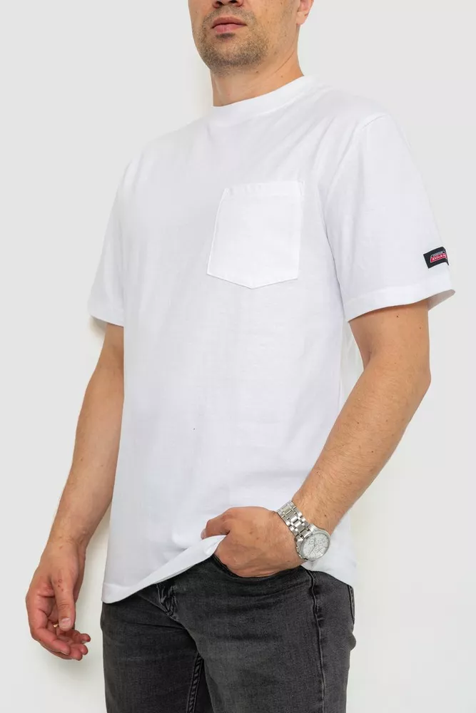Купити Футболка чоловіча однотонна  -уцінка, колір білий, 238R57832-U-1 оптом - Фото №3