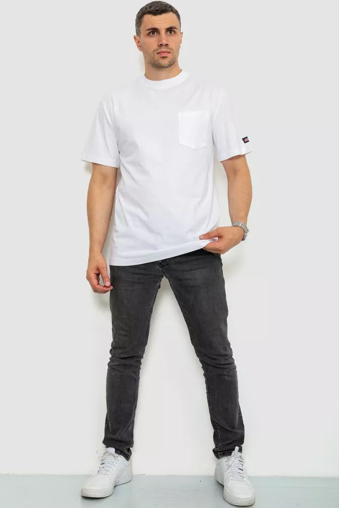 Купити Футболка чоловіча однотонна  -уцінка, колір білий, 238R57832-U-4 - Фото №2