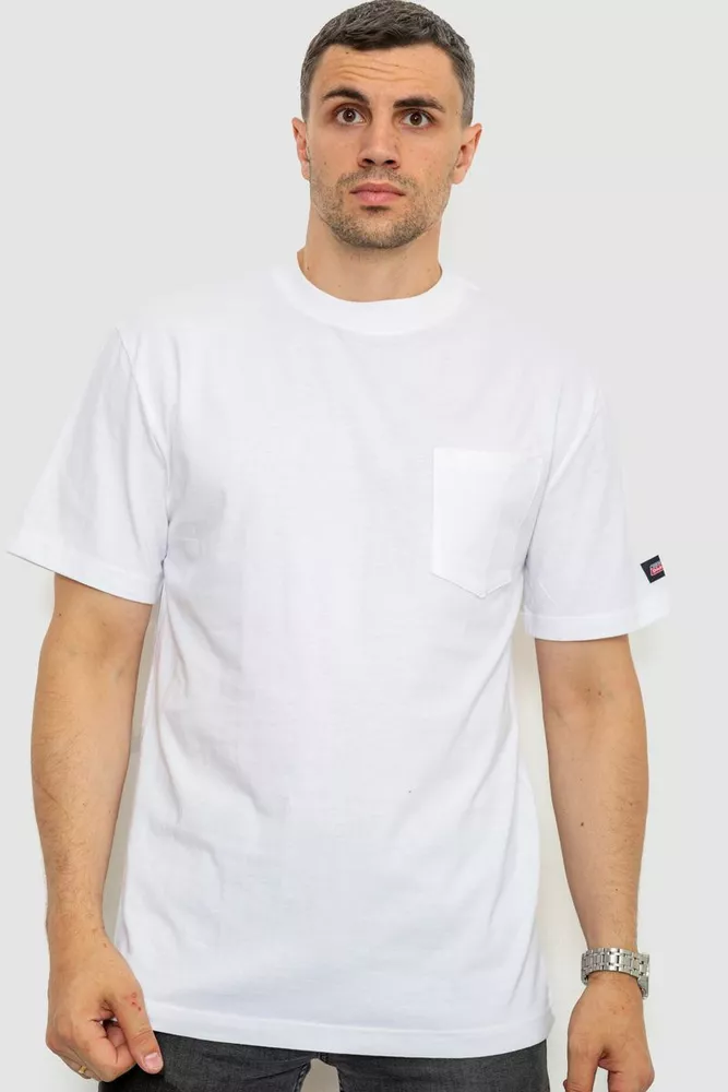 Купити Футболка чоловіча однотонна  -уцінка, колір білий, 238R57832-U-4 - Фото №1