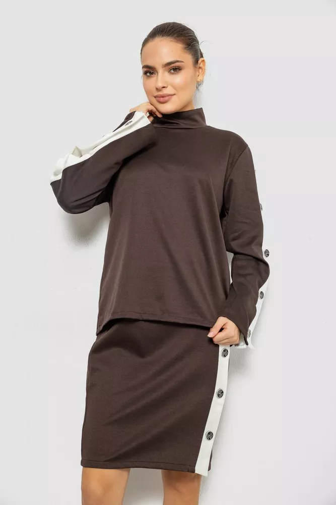 Купить Костюм женский классический, цвет коричневый, 257R322-1 - Фото №1