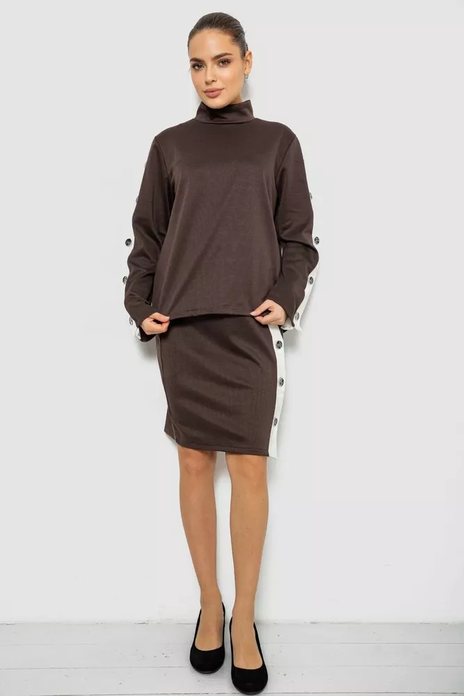 Купить Костюм женский классический, цвет коричневый, 257R322-1 - Фото №2