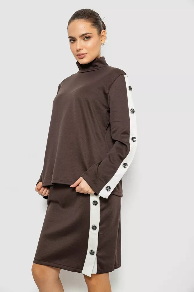 Купить Костюм женский классический, цвет коричневый, 257R322-1 - Фото №3