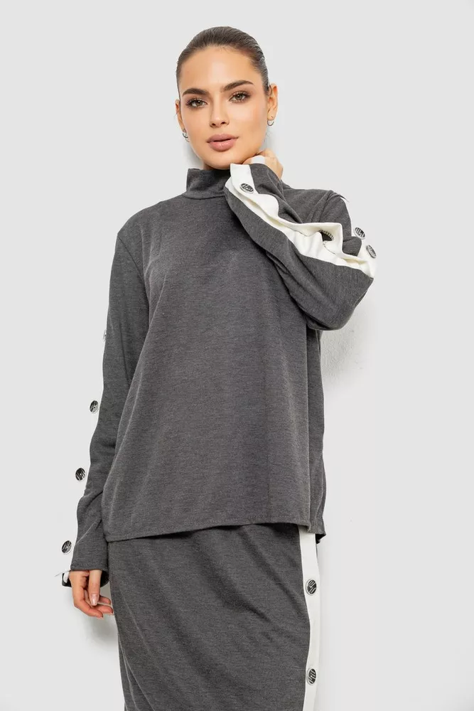 Купить Костюм женский классический, цвет серый, 257R322-1 - Фото №2