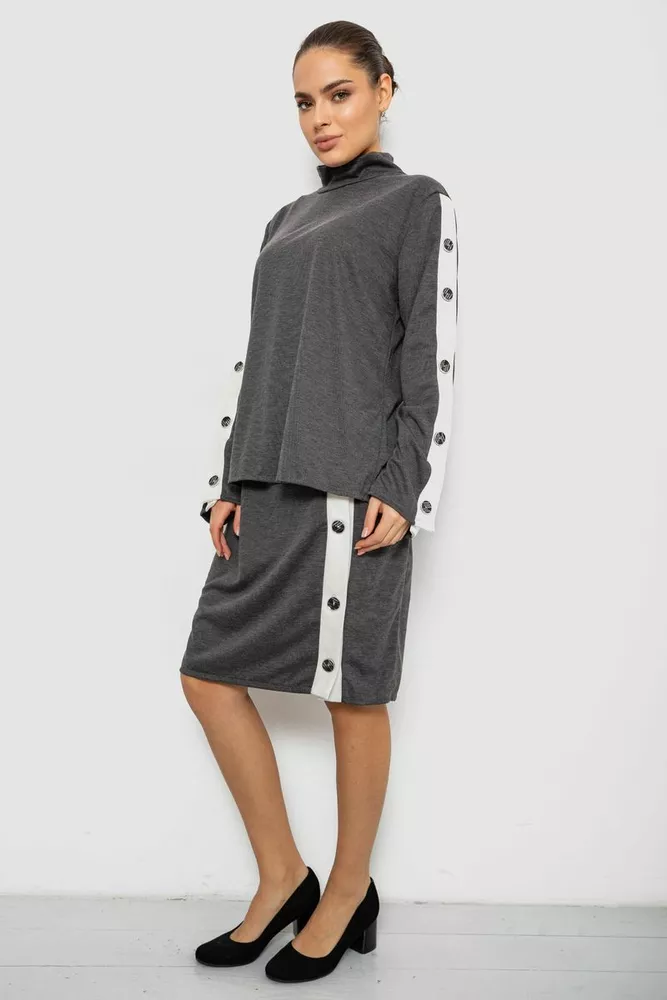 Купить Костюм женский классический, цвет серый, 257R322-1 - Фото №3
