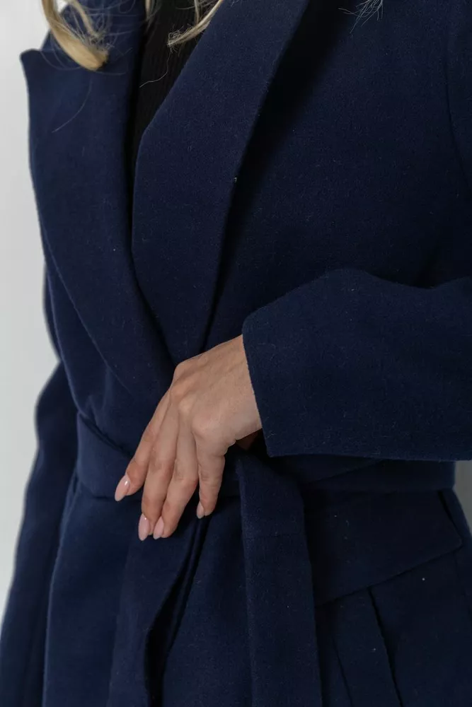 Купити Пальто класичне з поясом  -уцінка, колір синій, 230R133-U-3 - Фото №6