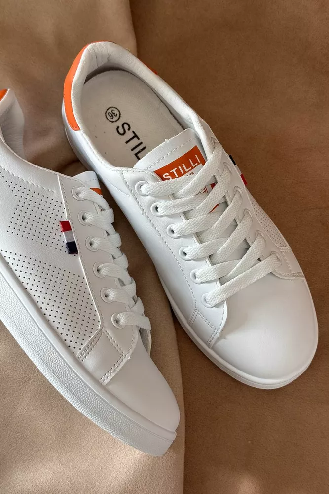 Купить Кеды женские, цвет бело-оранжевый, 248RR63 - Фото №2