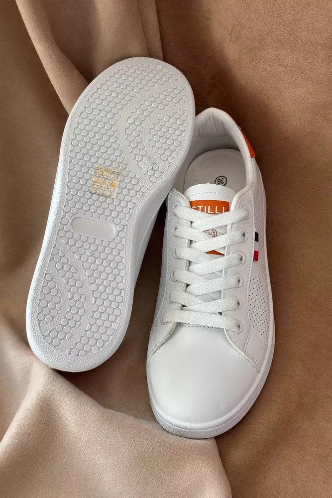 Купить Кеды женские, цвет бело-оранжевый, 248RR63 - Фото №3