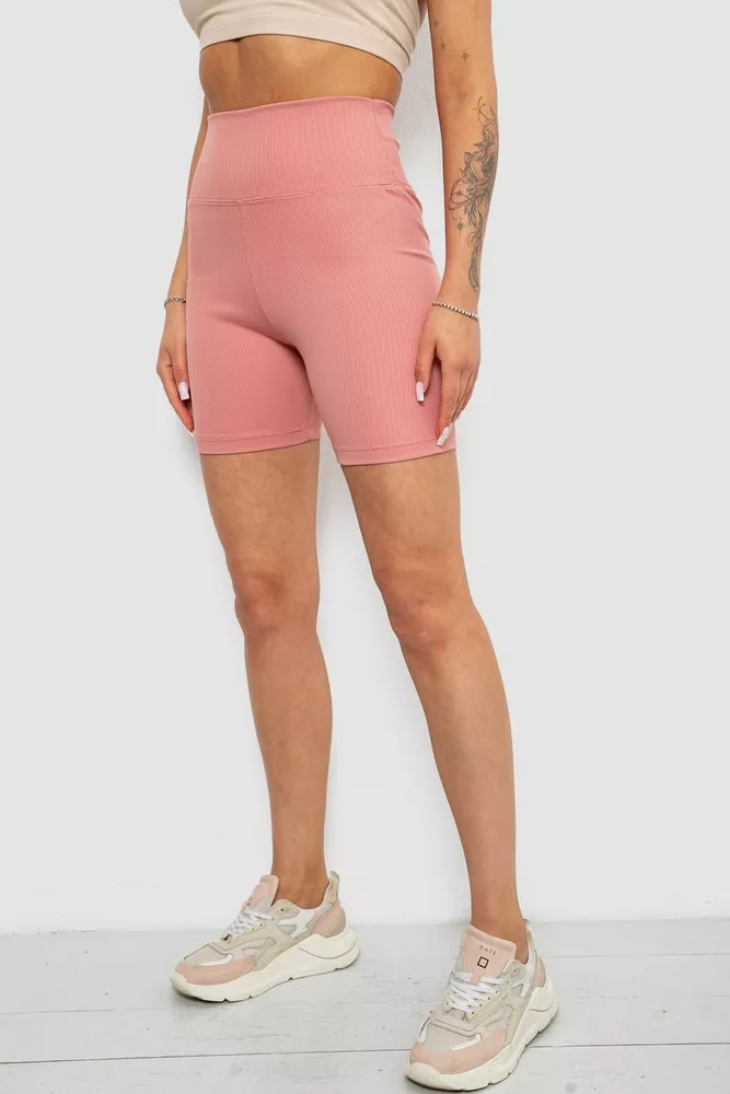 Купить Велотреки женские однотонные в рубчик, цвет коралловый, 214R934 - Фото №3