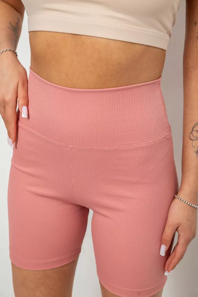 Купить Велотреки женские однотонные в рубчик, цвет коралловый, 214R934 - Фото №5