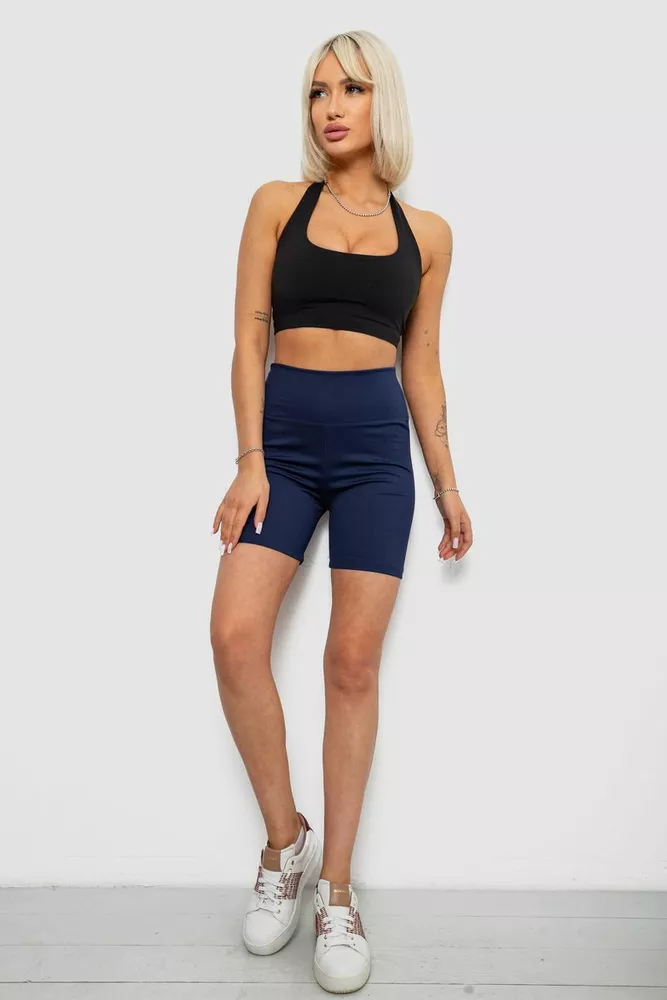 Купить Велотреки женские однотонные в рубчик, цвет темно-синий, 214R934 - Фото №2