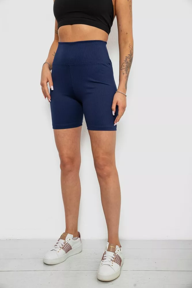 Купить Велотреки женские однотонные в рубчик, цвет темно-синий, 214R934 - Фото №3