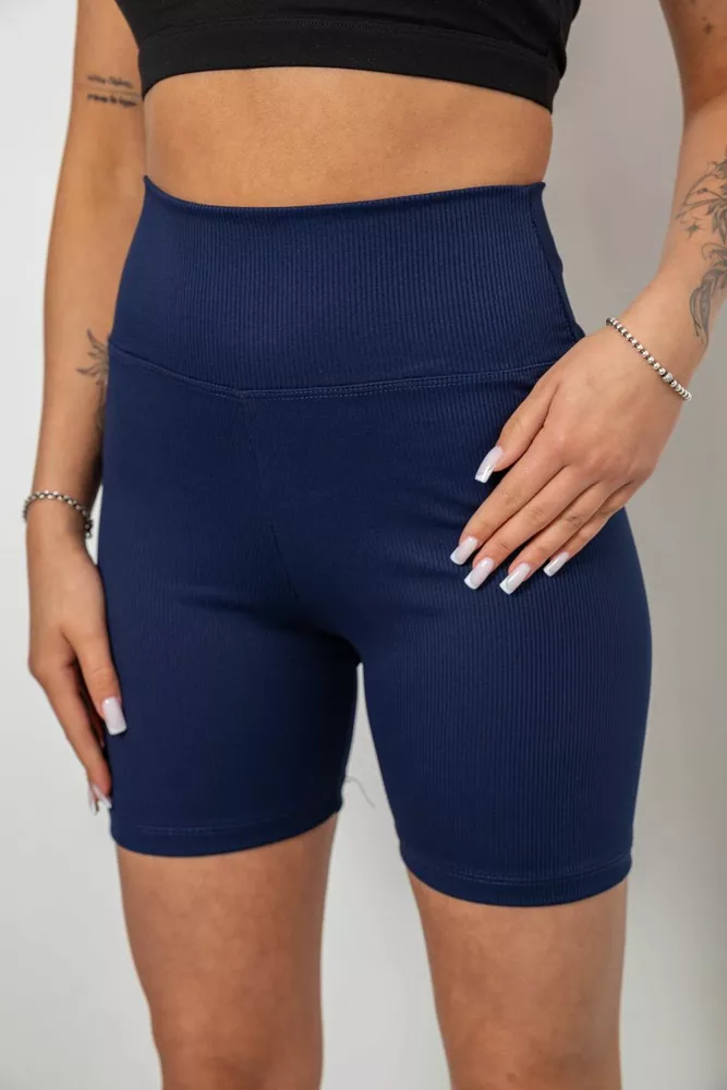 Купить Велотреки женские однотонные в рубчик, цвет темно-синий, 214R934 - Фото №5