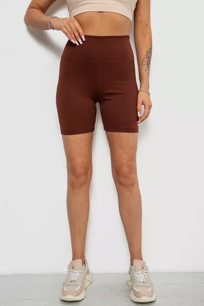 Велотреки жіночі однотонні в рубчик, колір коричневий, 214R934