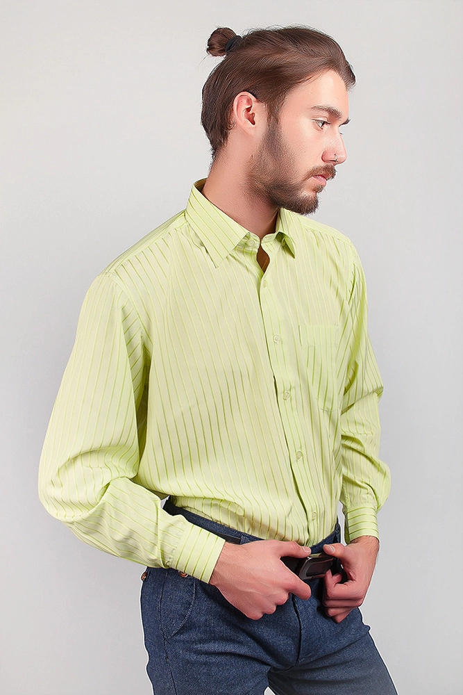 Купить Рубашка мужская салатовая  -уценка, цвет салатовый, 868-10-U-1 - Фото №1