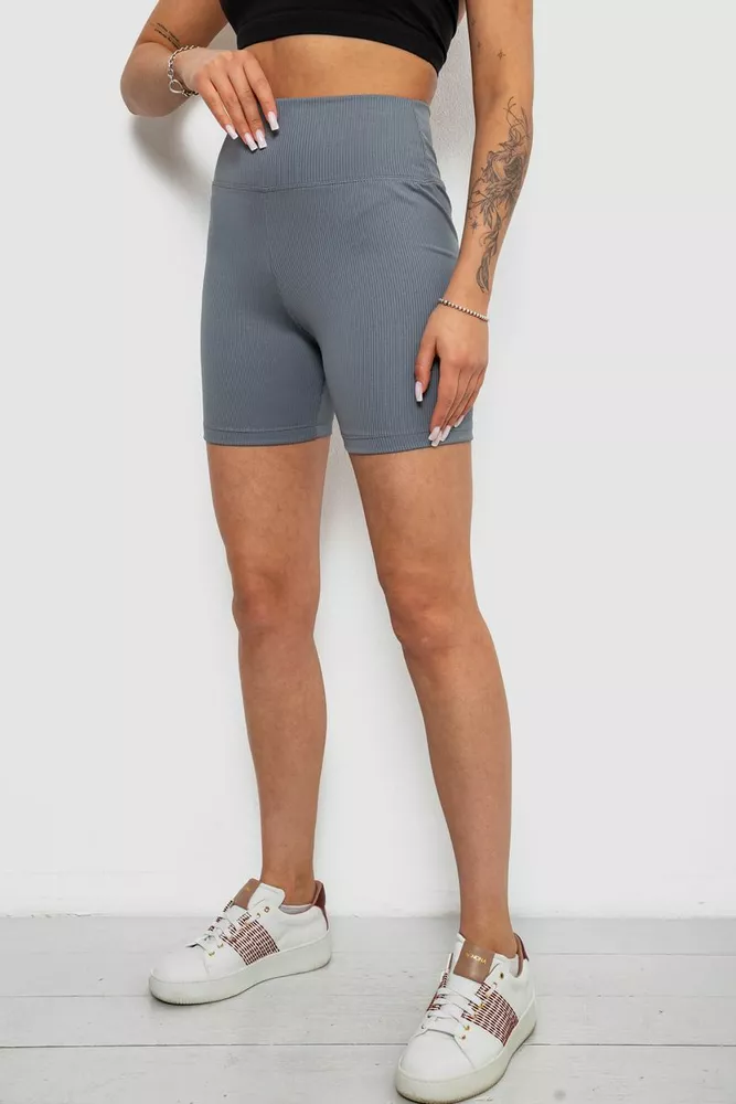 Купить Велотреки женские однотонные в рубчик, цвет серый, 214R934 - Фото №3