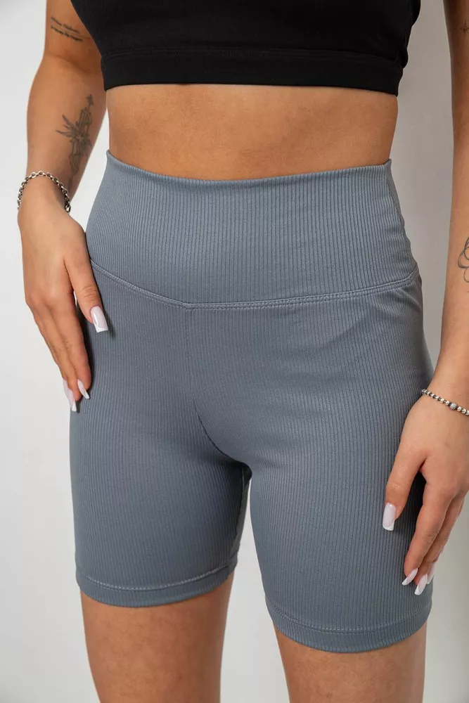 Купить Велотреки женские однотонные в рубчик, цвет серый, 214R934 - Фото №5