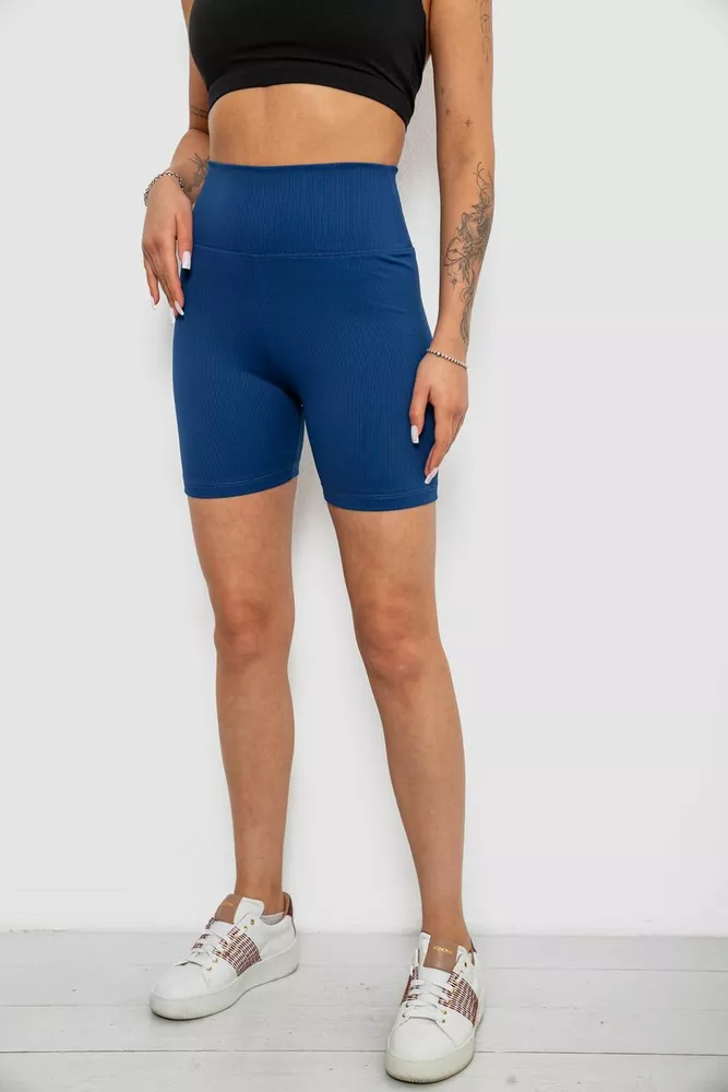 Купить Велотреки женские однотонные в рубчик, цвет синий, 214R934 - Фото №3