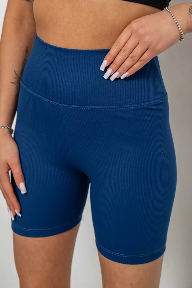 Купить Велотреки женские однотонные в рубчик, цвет синий, 214R934 - Фото №5