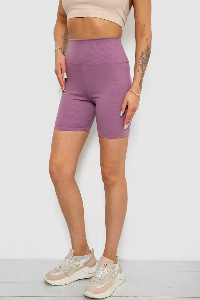 Купить Велотреки женские однотонные в рубчик, цвет сиреневый, 214R934 - Фото №3