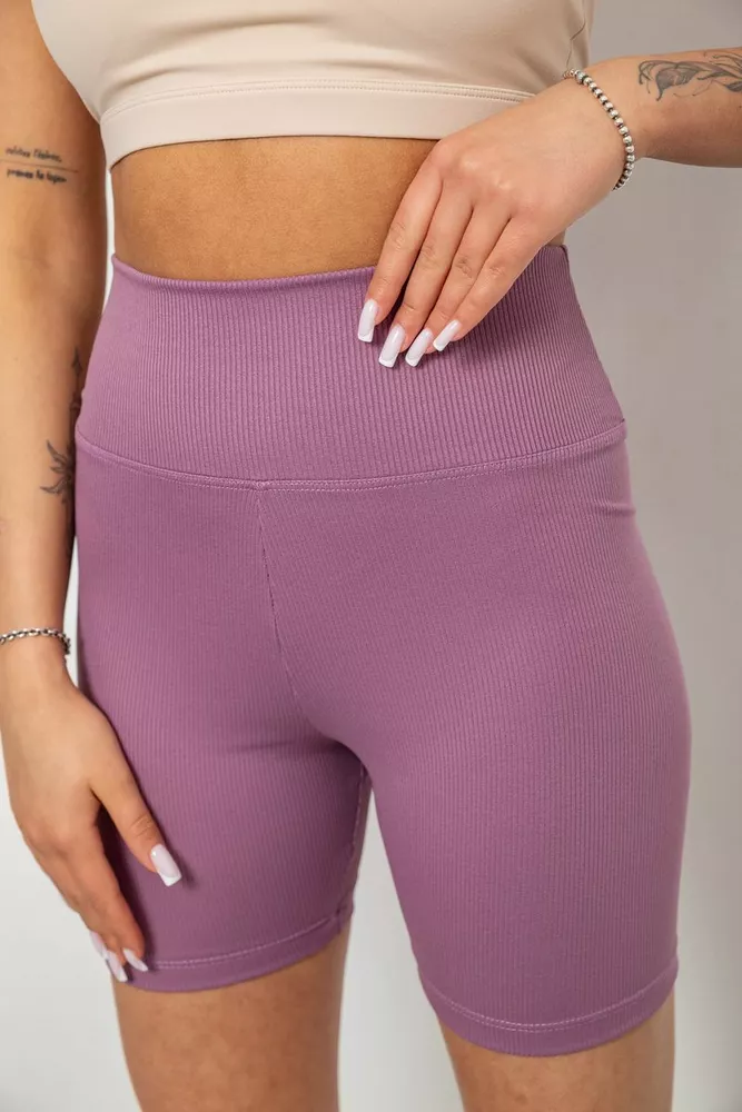 Купить Велотреки женские однотонные в рубчик, цвет сиреневый, 214R934 - Фото №5