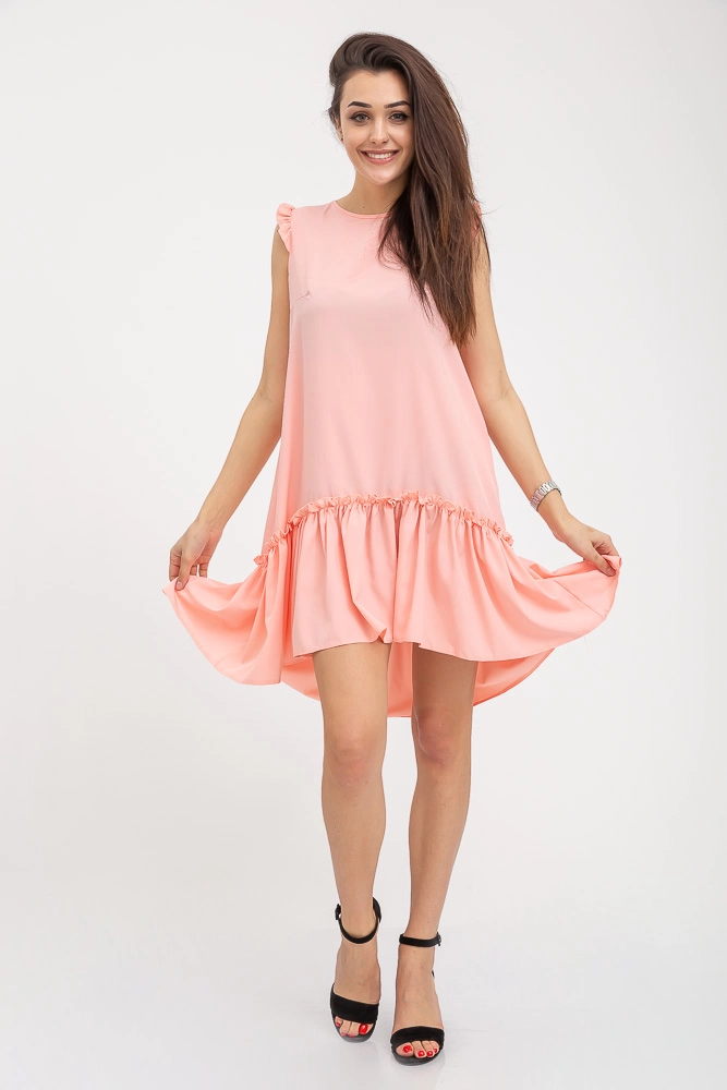 летнее персиковое платье-трапеция